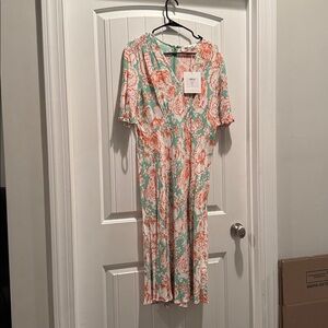 Diane Von Furstenberg Orange and Green Floral Dress